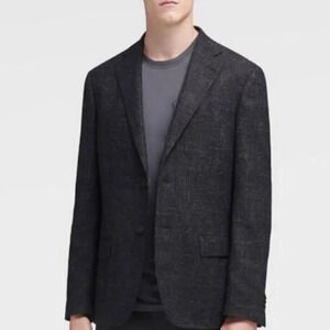 Dkny  Delsin Bllack /white Plaid Wool Bland Blazer